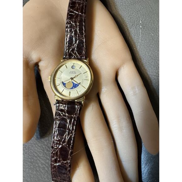 -WATCH WOMEN VTG Rare Moon Phase W/Date Geneva Quartz Watch - Picture 11 of 11